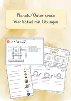 Vorschau - Arbeitsblätter - Planets/Outer Space - 4 Arbeitsblätter Rätsel mit Lösungen - Deckblatt