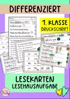 Vorschau - Arbeitsblätter - Lesekarten, Lesehausaufgabe differenziert (L, O, A, M) - Deckblatt