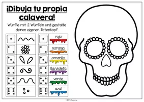 Vorschau - Mal- und Bastelvorlagen - El Día de los Muertos - Würfle deinen Totenkopf (Tag der Toten) - Seite 2