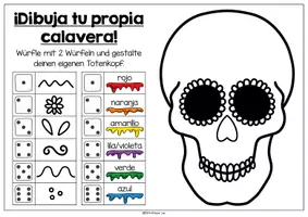 Vorschau - Mal- und Bastelvorlagen - El Día de los Muertos - Würfle deinen Totenkopf (Tag der Toten) - Seite 3