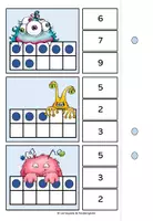 Vorschau - Spiele - Zählen bis 10 und simultane Mengenerfassung - Klammerkarten Monster - Seite 3