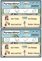 Vorschau - Aufgabenkarten - Partnerdiktat "Auf dem Skaterplatz" dreifach differenziert - Sommer - DaZ / DaF / Deutsch - Seite 3
