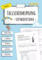 Vorschau - Arbeitsblätter - Fallschirmsprung - LUFTWIDERSTAND - Luftreibung - Deckblatt
