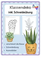 Vorschau - Mal- und Bastelvorlagen - Ausmalbilder Klassendeko Pflanzen + Schneideübung - Deckblatt