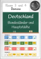 Vorschau - Stationenlernen - Deutschland, Bundesländer und Hauptstädte - Verschiedene Dominovarianten - Deckblatt