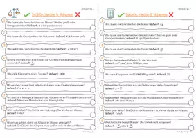 Vorschau - Arbeitsblätter - Dichte, Masse & Volumen - Quiz - Seite 1