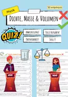 Vorschau - Arbeitsblätter - Dichte, Masse & Volumen - Quiz - Deckblatt