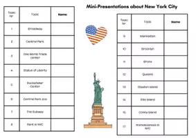 Vorschau - Arbeitsblätter - Mini-presentation New York City Topics - Seite 1