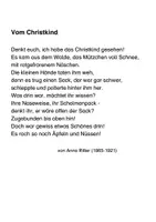 Vorschau - Arbeitsblätter - Gedicht: Vom Christkind von Anna Ritter. Ideen für eine Unterrichtseinheit - Seite 1