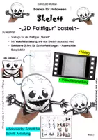 Vorschau - Arbeitsblätter - Basteln für Halloween: Cooles Skelett basteln (3D Faltfigur) - Deckblatt