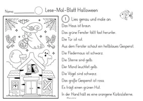 Vorschau - Arbeitsblätter - Lese-Mal-Blatt Halloween dreifach differenziert - Seite 3
