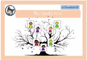 Vorschau - Arbeitsblätter - my family tree - der Stammbaum meiner Familie in Grundschrift - Deckblatt