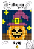 anteprima - Giochi - Halloween Pixel Art - Zucca con cappello - Pagina di copertina