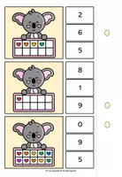 Vorschau - Stationenlernen - verliebte Zahlen - Klammerkarten mit Zehnerfeld Koala - Seite 3