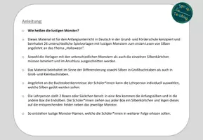 Vorschau - Fördermaterial/Inklusion - Silben lesen: Monsternamen / Halloween - Seite 1