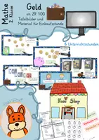 Vorschau - Unterrichtsreihen - Geld ZR 100 - Mathe Klasse 2 - Einkaufen im Foxi-Shop - Deckblatt
