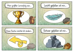 Vorschau - Fördermaterial/Inklusion - 20 Igel Reflexionskarten für die Igelklasse - Gesprächsanlass - Seite 1
