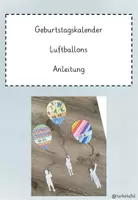 Vorschau - Mal- und Bastelvorlagen - Geburtstagskalender Luftballons Ausmalvorlage - Seite 1