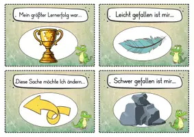 Vorschau - Fördermaterial/Inklusion - 20 Krokodil Reflexionskarten für die Krokodilklasse - Gesprächsanlass - Seite 1