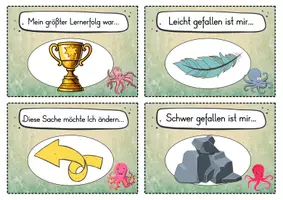 Vorschau - Fördermaterial/Inklusion - 20 Oktopus Reflexionskarten für die Oktopusklasse - Gesprächsanlass - Seite 1