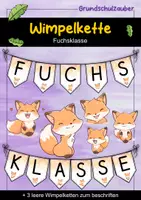 Vorschau - Mal- und Bastelvorlagen - Wimpelkette für die Fuchsklasse - Fuchs Wimpel - Deckblatt