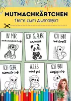 Vorschau - Mal- und Bastelvorlagen - Mutmachkarten mit Tiermotiven und Affirmationen zum Ausmalen - Deckblatt