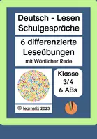 Vorschau - Arbeitsblätter - D | Schulgespräche - betontes Vorlesen: 6 ABs | Klasse 3-4 - Deckblatt