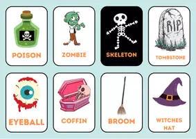 Vista previa - Juegos / Gamificación - Halloween flashcards and game - página 1