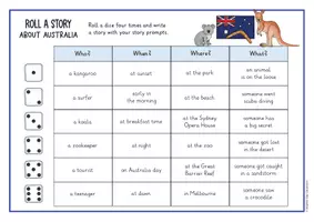 Vorschau - Arbeitsblätter - Roll a story about Australia - kreatives Schreiben (Englisch) - Seite 1