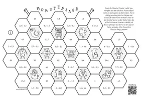 Vorschau - Arbeitsblätter - Dezimalzahlen addieren und subtrahieren - Spiel (Monsterjagd) - Seite 2
