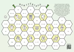 Vorschau - Arbeitsblätter - Dezimalzahlen addieren und subtrahieren - Spiel (Monsterjagd) - Seite 1