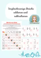 Vorschau - Anderer Materialtyp - Spiel: ungleichnamige Brüche addieren und subtrahieren - Deckblatt
