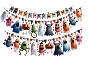 Vorschau - Arbeitsblätter - Monster Halloween Girlande Nr.1, transparente PNG Datei für Arbeitsblätter, Whiteboards und Goodnotes o.ä. - Deckblatt