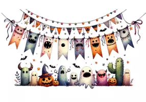 Vorschau - Arbeitsblätter - Monster Halloween Girlande Nr.3, transparente PNG Datei für Arbeitsblätter, Whiteboards und Goodnotes o.ä. - Deckblatt