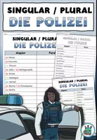 Vorschau - Arbeitsblätter - Singular Plural "Die Polizei" Achtung, Notfall! - Laufdiktat - DaZ / DaF / Deutsch - Deckblatt