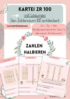 Vorschau - Arbeitsblätter - Dienes Kartei Zahlenraum 100 entdecken - Zahlen halbieren - Zahlraumerweiterung - Deckblatt