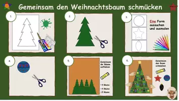 Vorschau - Mal- und Bastelvorlagen - Gemeinschaftsbild Weihnachtsbaum schmücken Klasse 1-4 Kunst Schritt für Schritt Anleitung - Seite 3