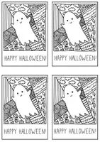 Vorschau - Mal- und Bastelvorlagen - Halloween - Pop-Art & Mosaik DIY Postkarten / Gespenst Geist - Seite 2
