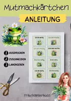 Vorschau - Mal- und Bastelvorlagen - Mutmachkarten Selbstliebe und Frösche mit positven Affirmationen - Seite 1