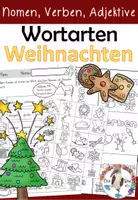 Vorschau - Arbeitsblätter - Weihnachten - Nomen, Verben, Adjektive- Arbeitsblätter zu den Wortarten - Deckblatt