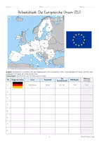 Vorschau - Arbeitsblätter - Arbeitsblatt Mitgliederstaaten Europäische Union EU Karte Länder - Seite 1