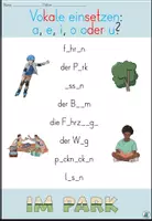 Vorschau - Interaktives Material - Vokale einsetzen "Im Park" DaZ / DaF / Deutsch - Seite 1