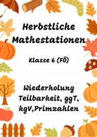 Vorschau - Arbeitsblätter - Herbstliche Mathestationen Klasse 6 (FÖ) Wiederholung Teilbarkeit, ggT, kgV,Primzahlen - Deckblatt