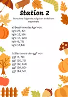 Vorschau - Arbeitsblätter - Herbstliche Mathestationen Klasse 6 (FÖ) Wiederholung Teilbarkeit, ggT, kgV,Primzahlen - Seite 3