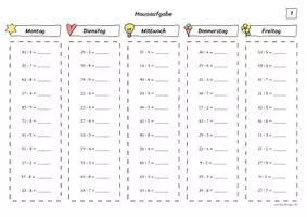 Vorschau - Arbeitsblätter - Division mit Rest (kleine Zahlen) - Hausaufgabe - Seite 1