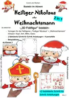 Vorschau - Mal- und Bastelvorlagen - Basteln im Advent: Hl. Nikolaus oder Weihnachtsmann (3D Faltfigur basteln) - Deckblatt