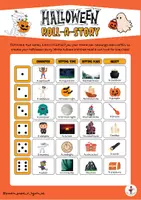 Vorschau - Stationenlernen - Halloween Roll-a-Story _Kreatives Schreiben auf Englisch - Deckblatt