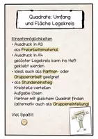 Vorschau - Stationenlernen - Quadrate (Umfang und Fläche) Legekreis - Seite 1