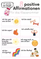 Vorschau - Bildkarten - 8 positive Affirmationen für die Grundschule - Seite 1