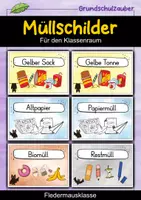 Vorschau - Poster - Müllschilder - Fledermaus für die Fledermausklasse - Mülltrennung - Deckblatt